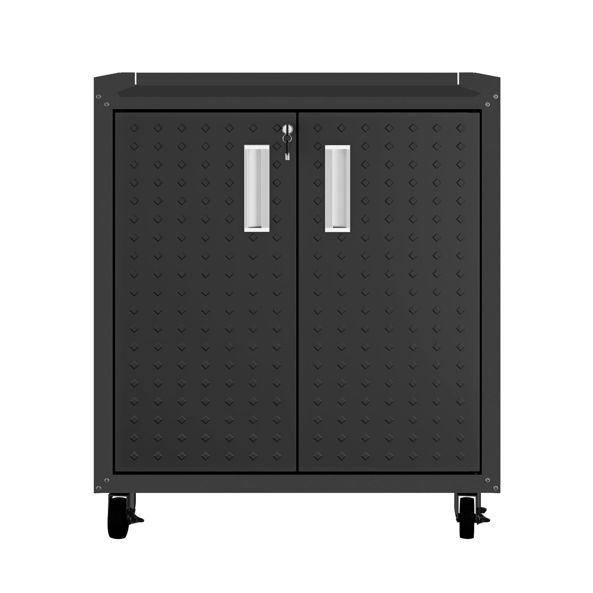 3-Piece Fortress Mobile Space-Saving Garage Cabinet and Worktable 3.0 in Charcoal Grey - Ornate Home