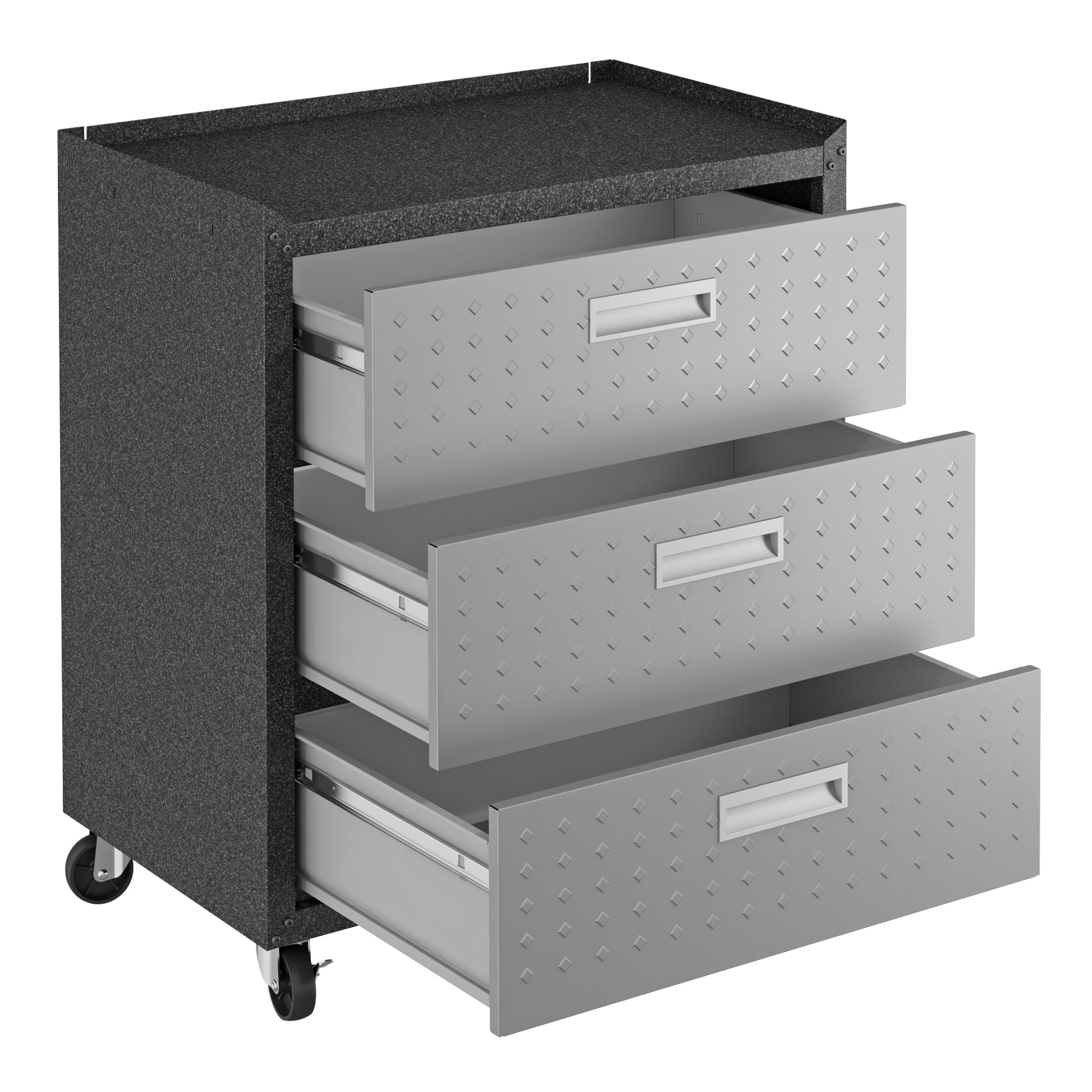 3-Piece Fortress Mobile Space-Saving Garage Cabinet and Worktable 3.0 in Grey - Ornate Home