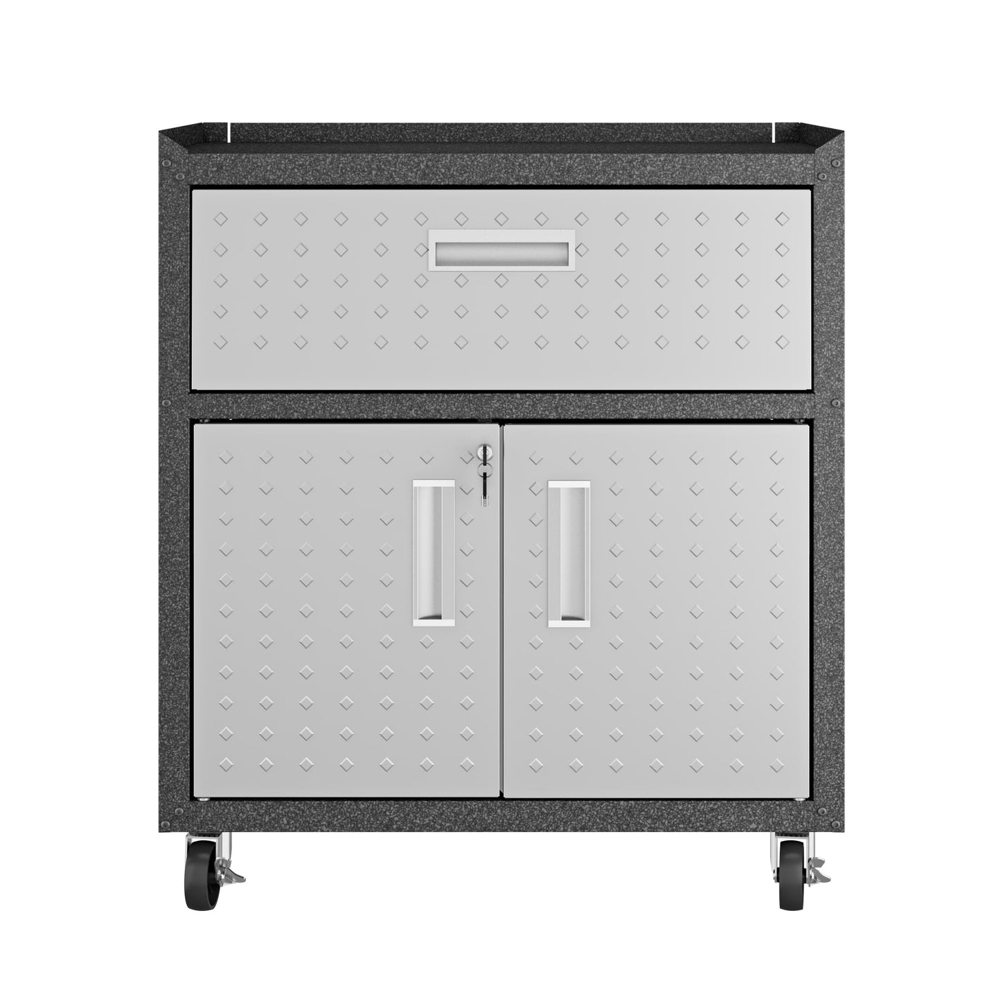 3-Piece Fortress Mobile Space-Saving Garage Cabinet and Worktable 4.0 in Grey - Ornate Home