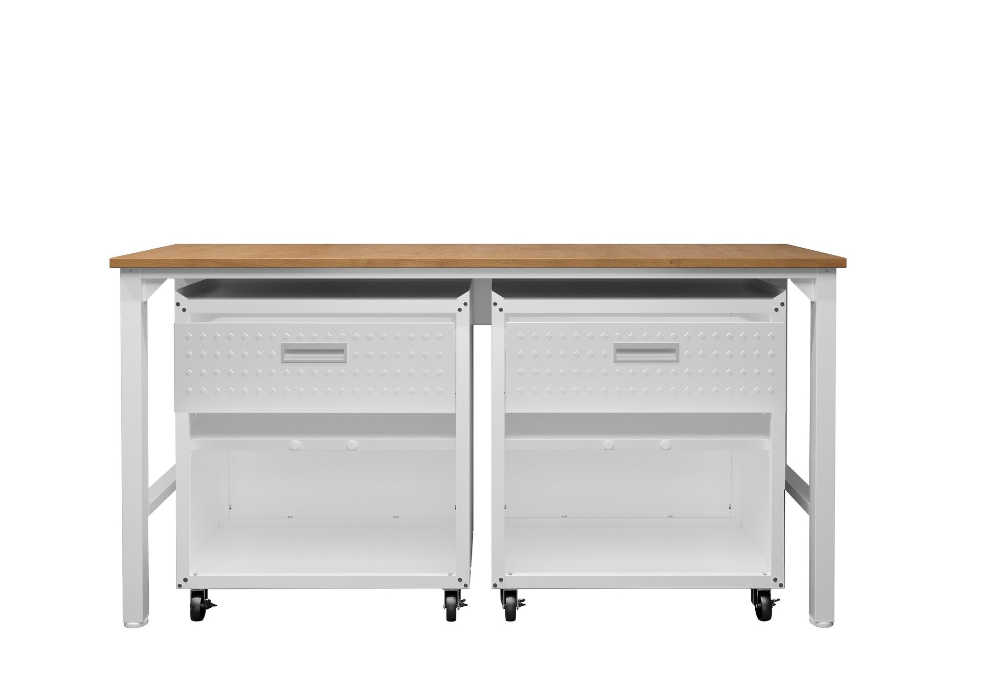 3-Piece Fortress Mobile Space-Saving Garage Cabinet and Worktable 4.0 in White - Ornate Home