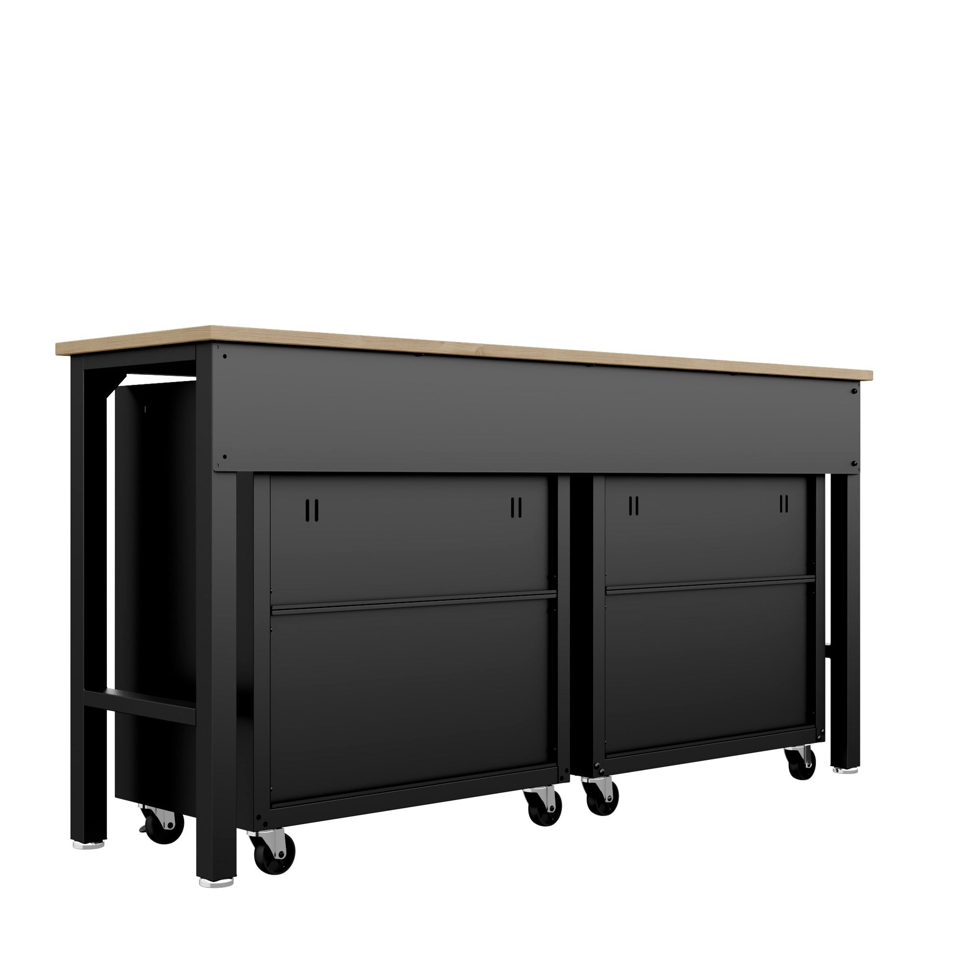 3-Piece Fortress Mobile Space-Saving Garage Cabinet and Worktable 5.0 in Charcoal Grey - Ornate Home