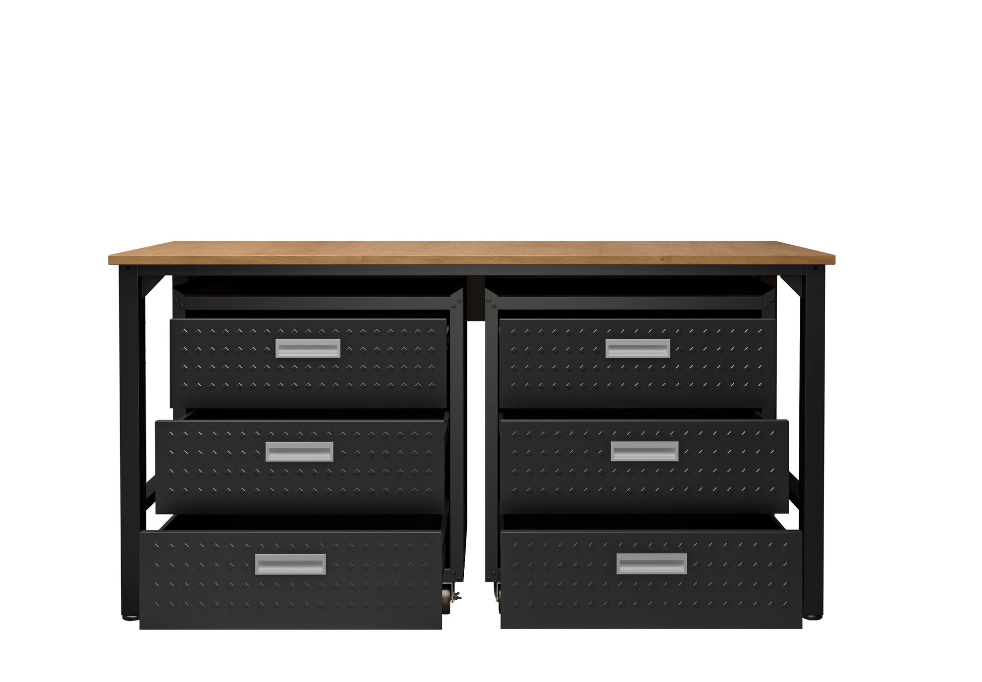 3-Piece Fortress Mobile Space-Saving Garage Cabinet and Worktable 6.0 in Charcoal Grey - Ornate Home