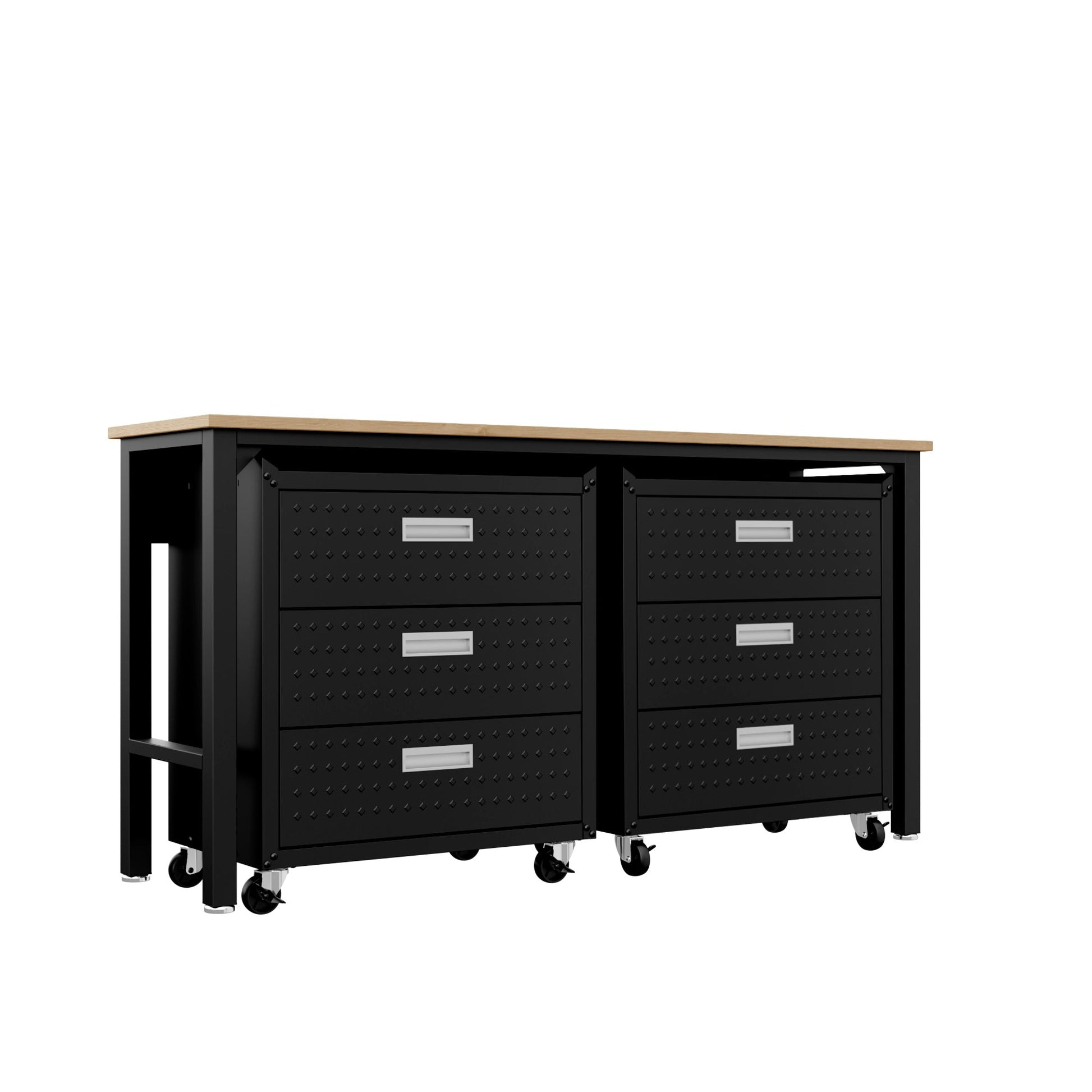 3-Piece Fortress Mobile Space-Saving Garage Cabinet and Worktable 6.0 in Charcoal Grey - Ornate Home