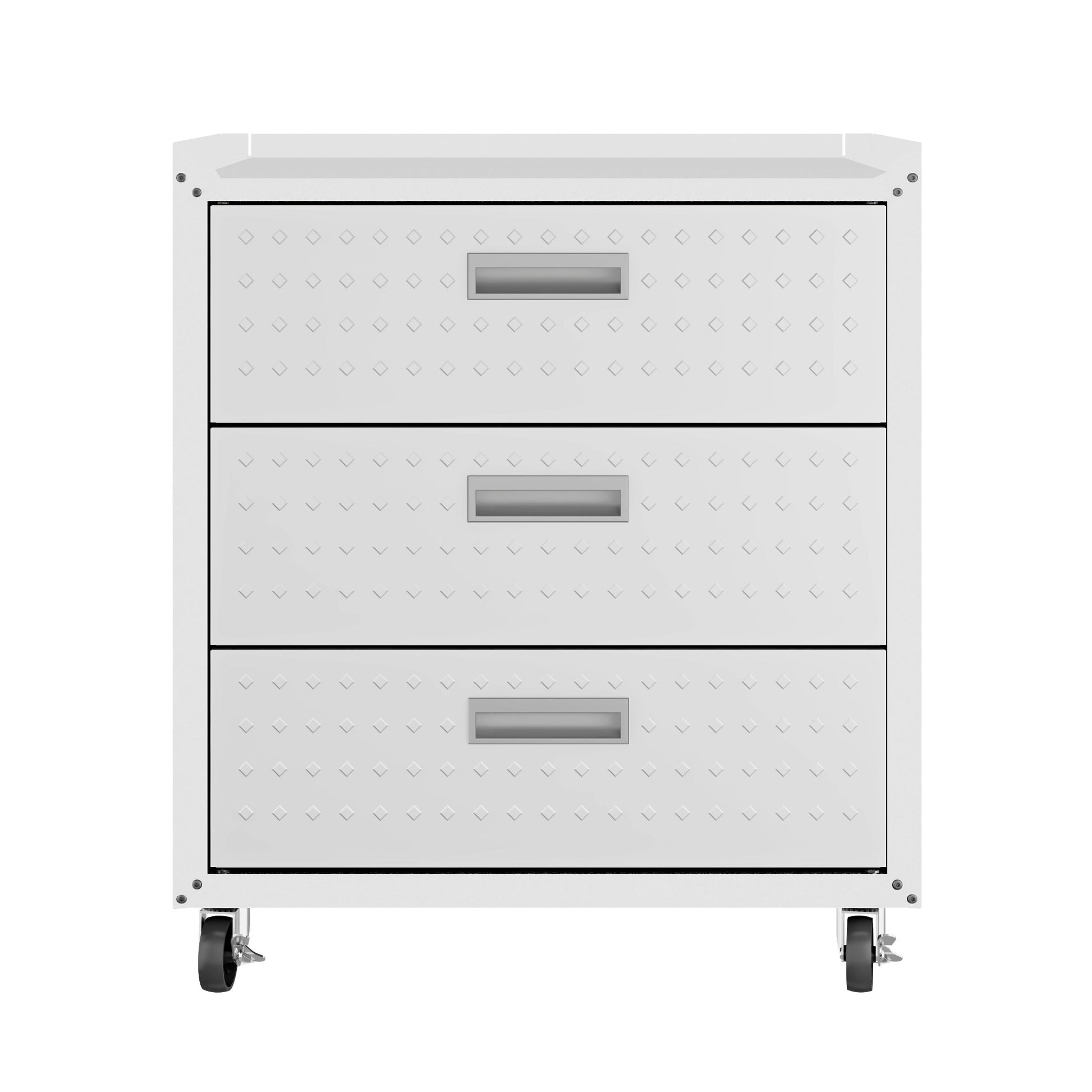 3-Piece Fortress Mobile Space-Saving Garage Cabinet and Worktable 6.0 in White - Ornate Home