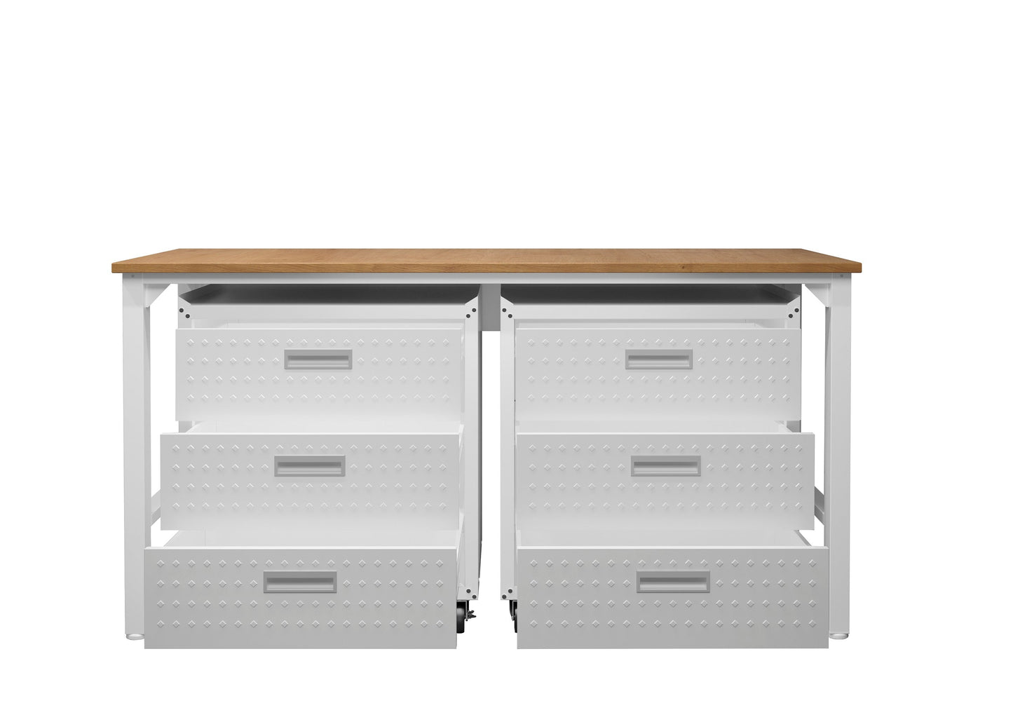 3-Piece Fortress Mobile Space-Saving Garage Cabinet and Worktable 6.0 in White - Ornate Home
