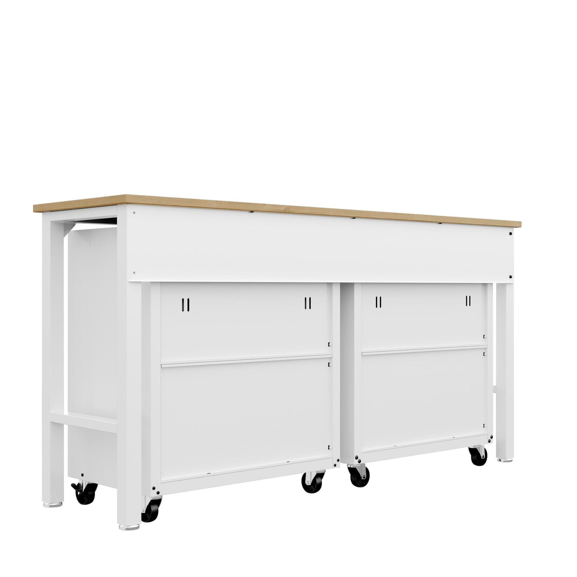 3-Piece Fortress Mobile Space-Saving Garage Cabinet and Worktable 6.0 in White - Ornate Home