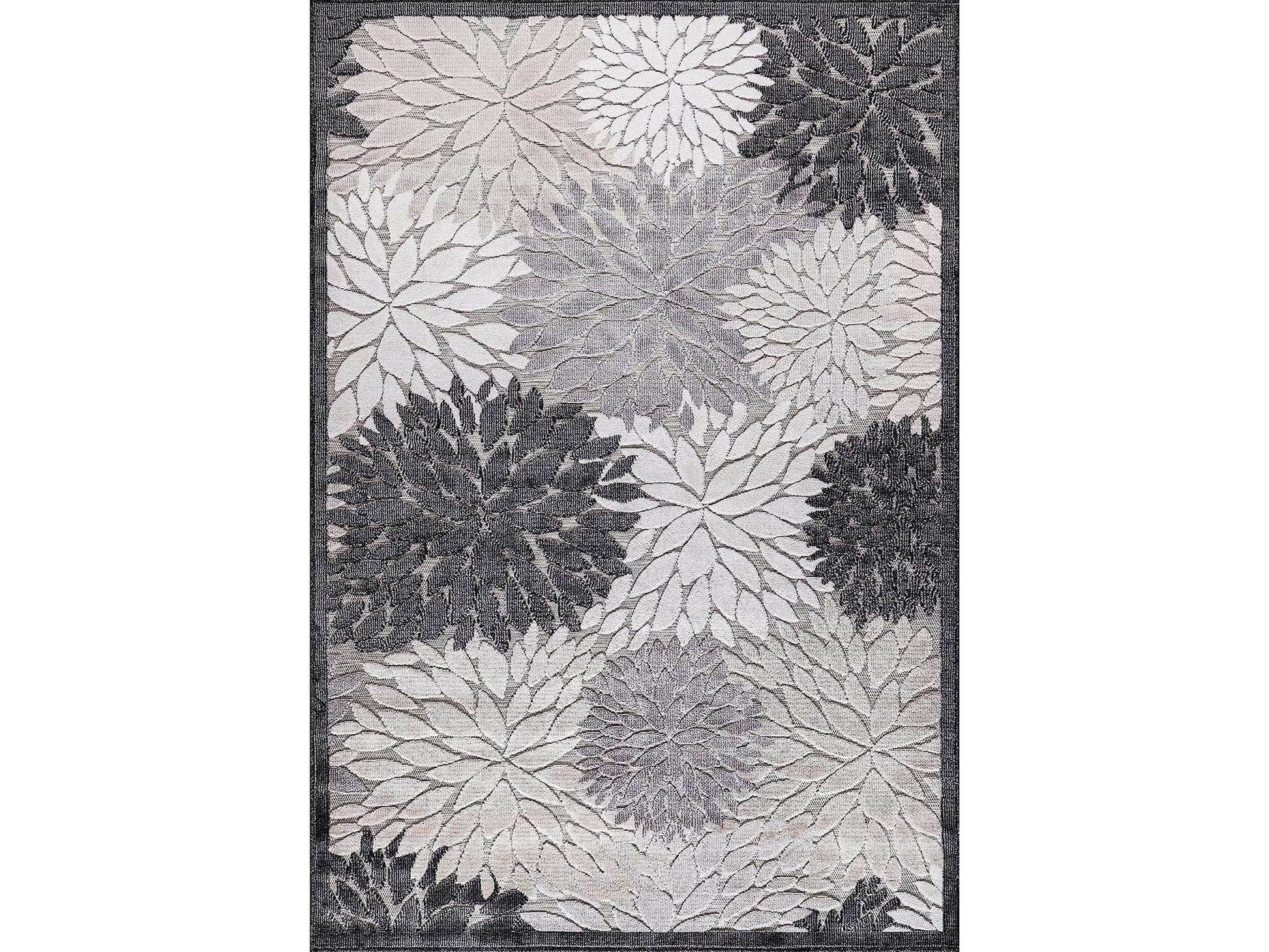 Spring Gray Floral Exotic Tropical Non-Shedding Indoor/Outdoor Area Rugs - Ornate Home