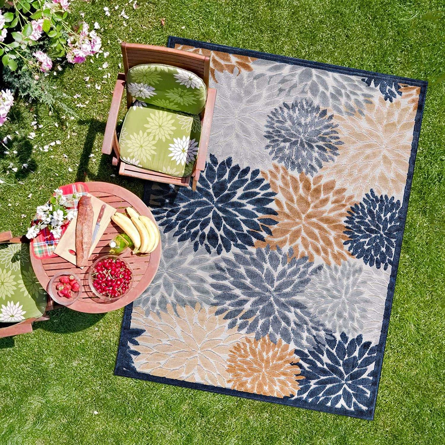 Spring Multi Color Floral Exotic Tropical Non-Shedding Indoor/Outdoor Area Rugs - Ornate Home