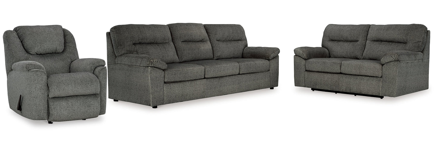 Bindura Mineral Sofa, Loveseat and Recliner Living Room Set / 3pc