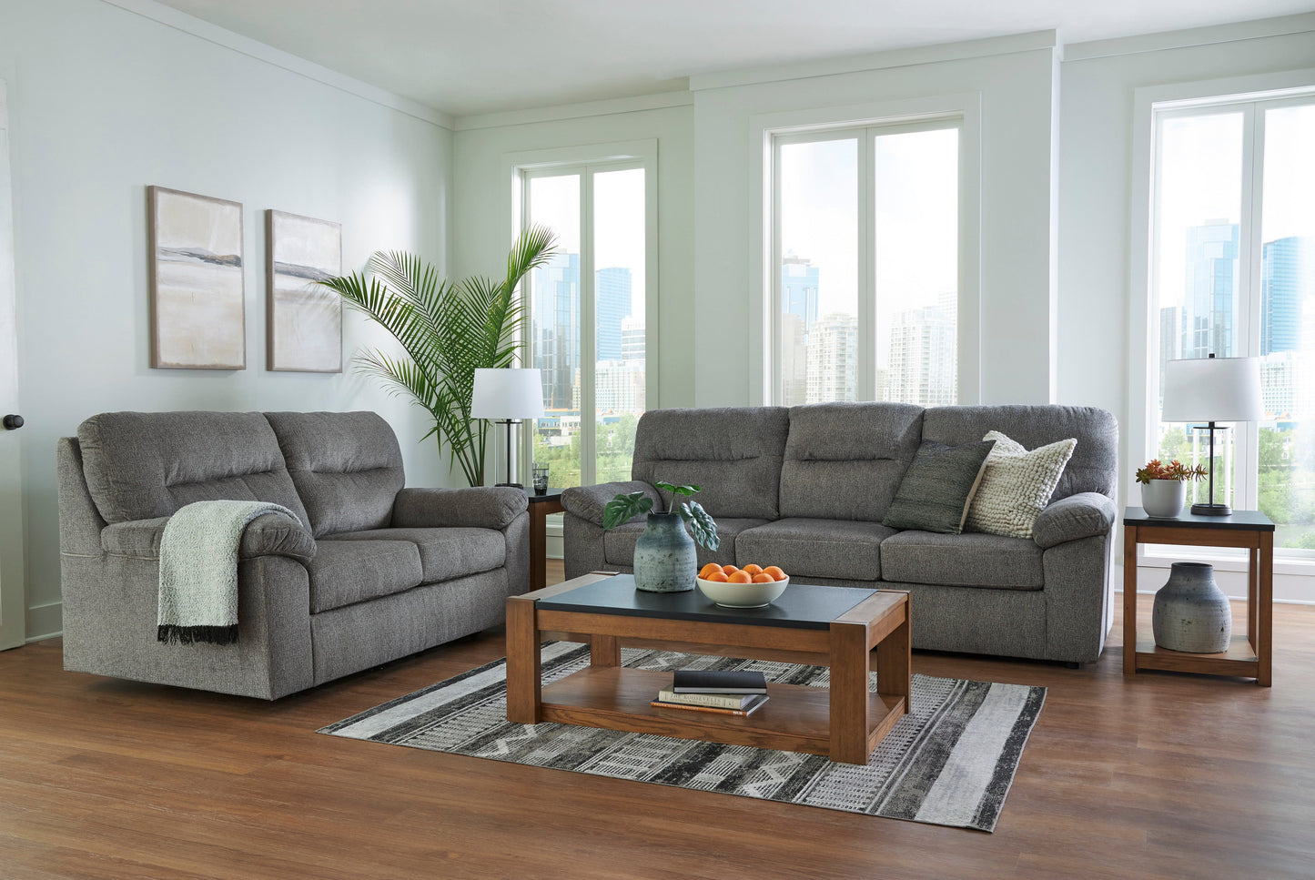 Bindura Mineral Sofa & Loveseat Living Room Set / 2pc