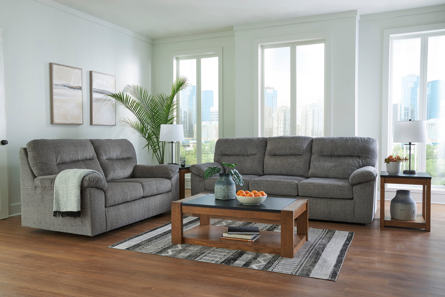 Bindura Mineral Sofa & Loveseat Living Room Set / 2pc