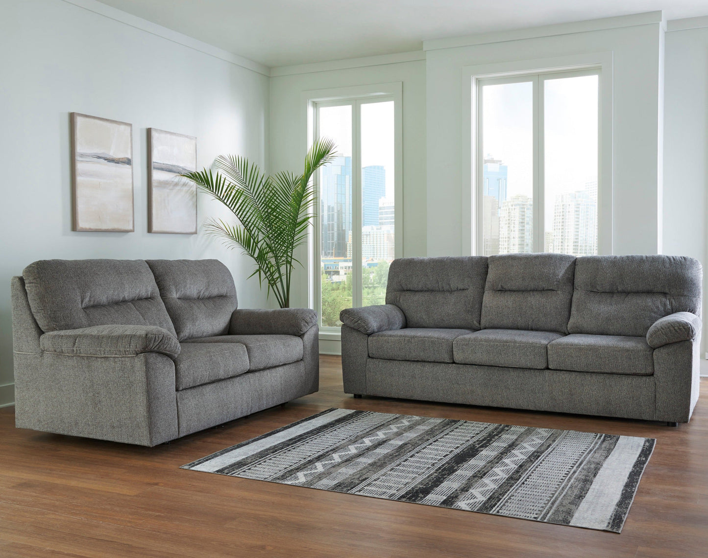 Bindura Mineral Sofa & Loveseat Living Room Set / 2pc