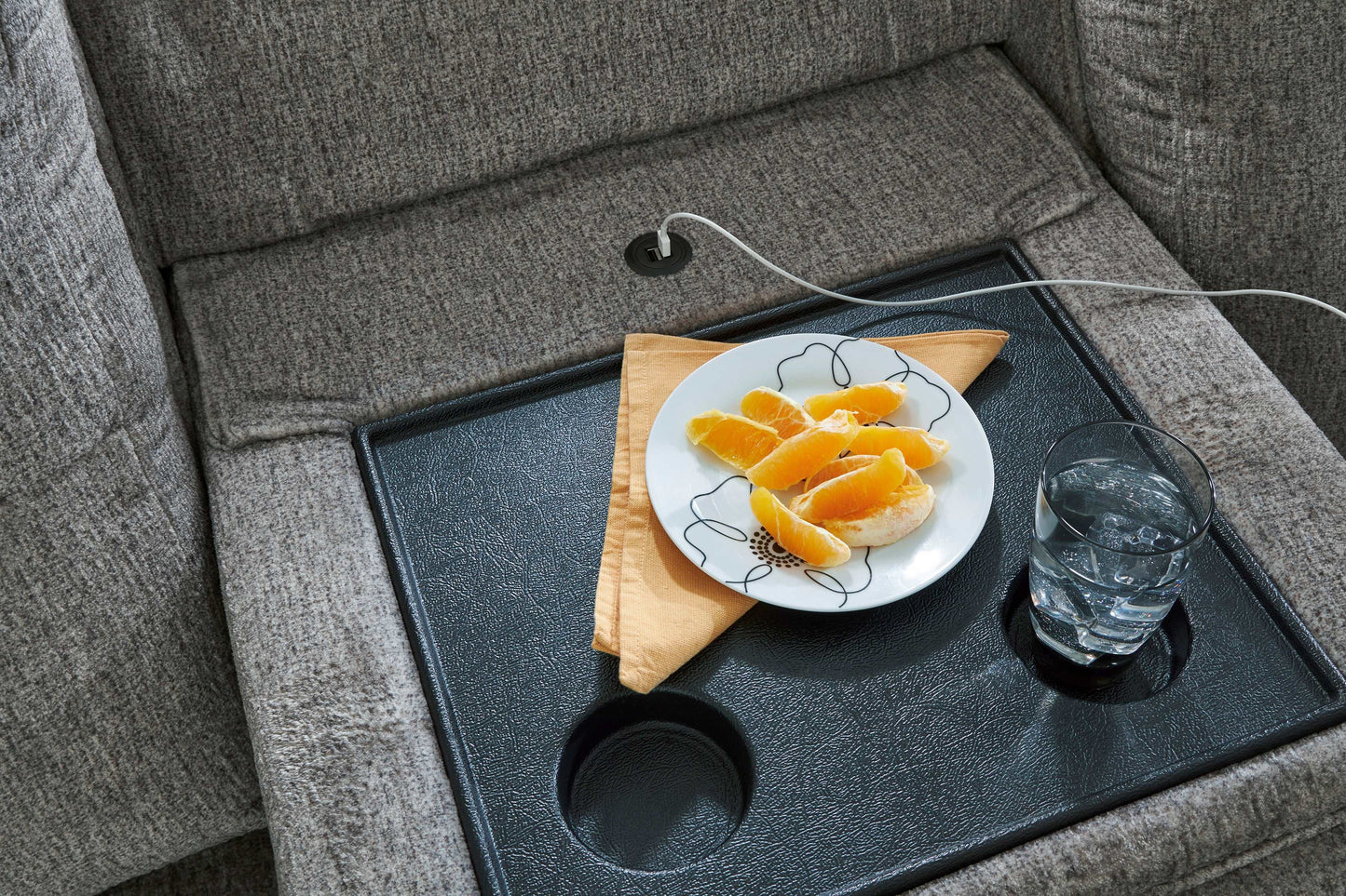 Bindura Mineral Sofa w/ Drop-Down Table