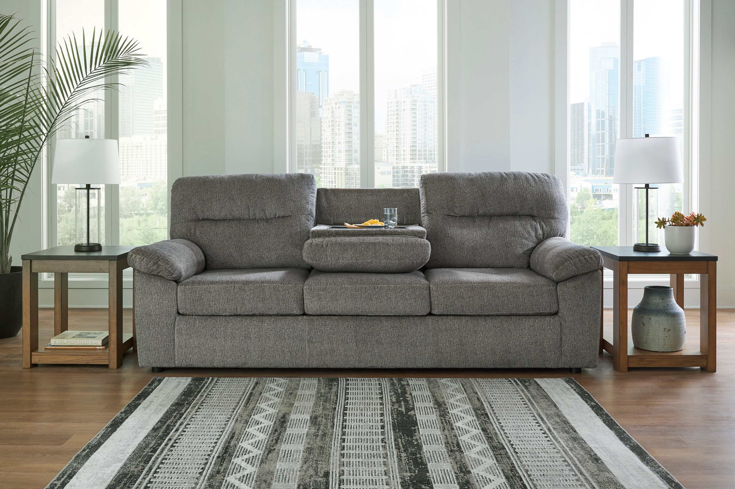 Bindura Mineral Sofa w/ Drop-Down Table