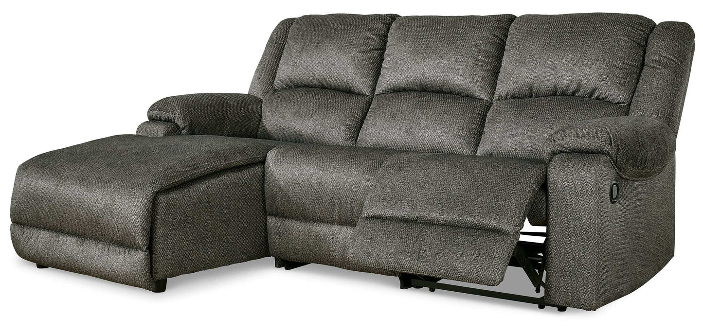 Benlocke Flannel 3pc Manual Reclining Sectional w/ LAF Chaise