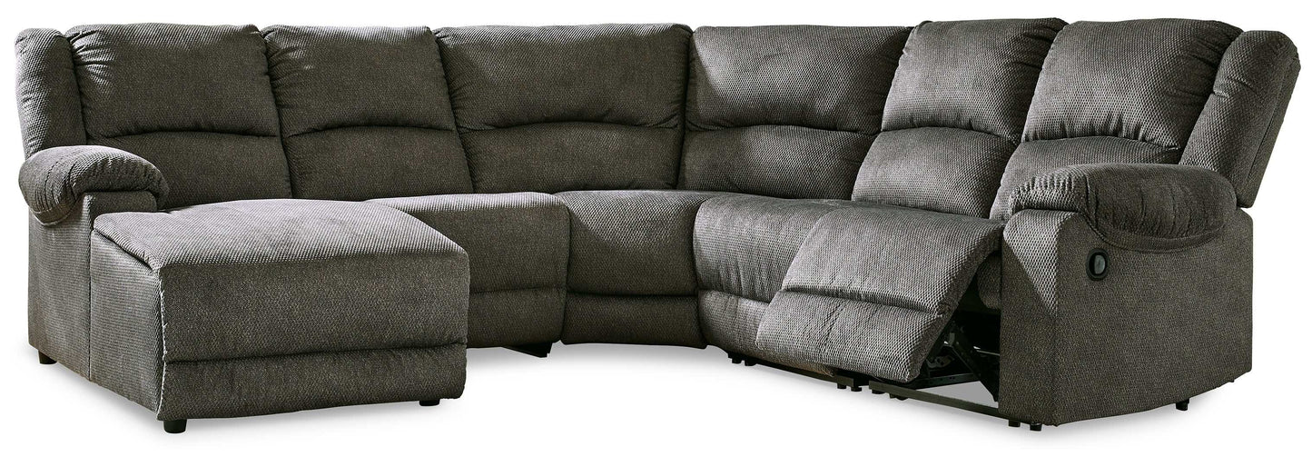 Benlocke Flannel 5pc Manual Reclining Sectional w/ LAF Chaise