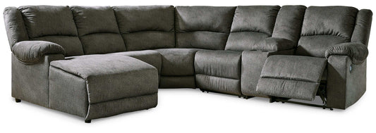 Benlocke Flannel 6pc Manual Reclining Sectional w/ LAF Chaise