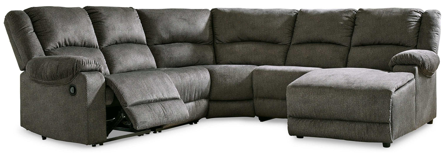 Benlocke Flannel 5pc Manual Reclining Sectional w/ RAF Chaise