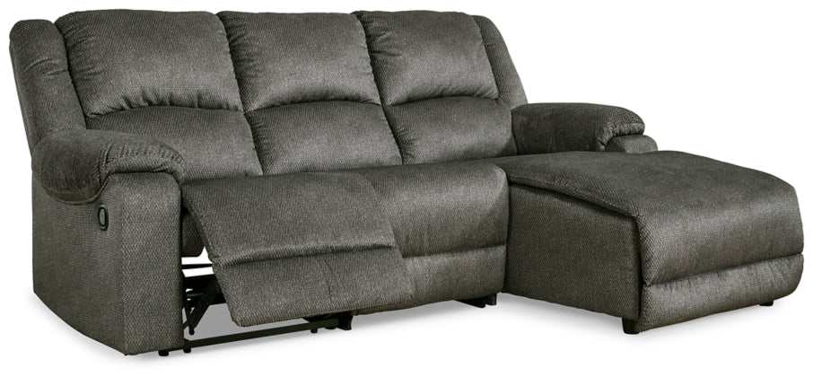 Benlocke Flannel 3pc Manual Reclining Sectional w/ RAF Chaise