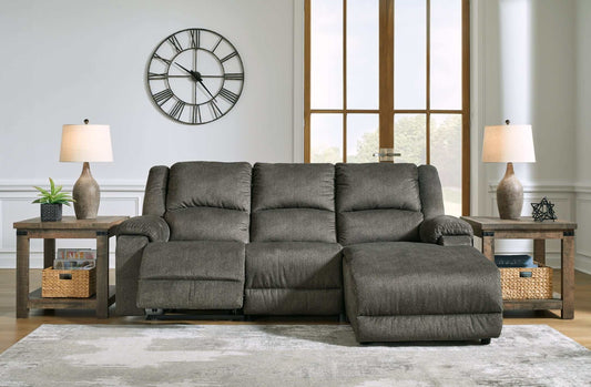 Benlocke Flannel 3pc Manual Reclining Sectional w/ RAF Chaise