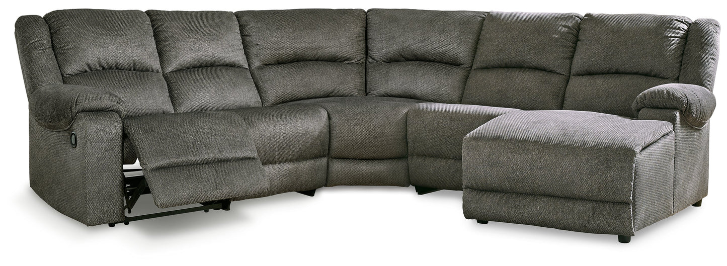 Benlocke Flannel 5-Piece Reclining Sectional with Chaise