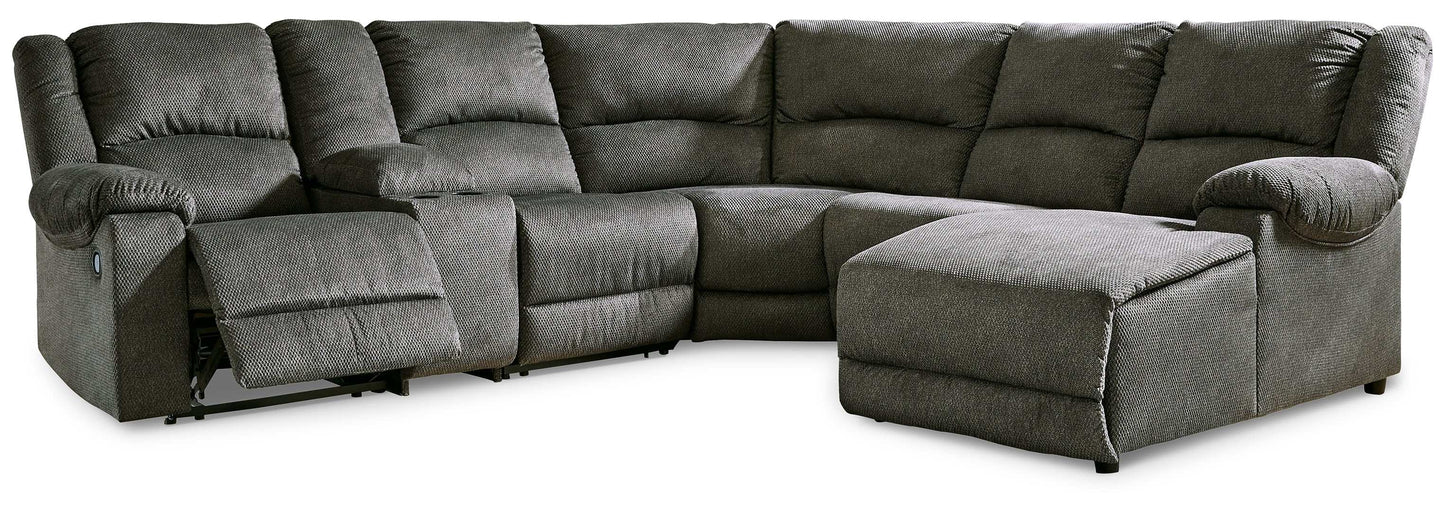 Benlocke Flannel 6pc Manual Reclining Sectional w/ RAF Chaise