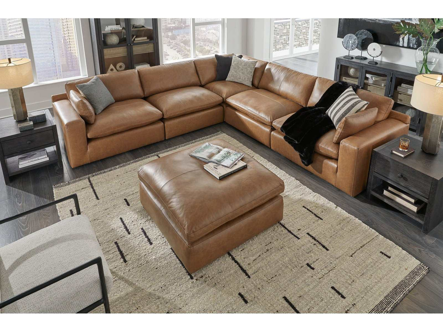 Emilia Caramel Leather Modular Sectional Units / Create your own Style