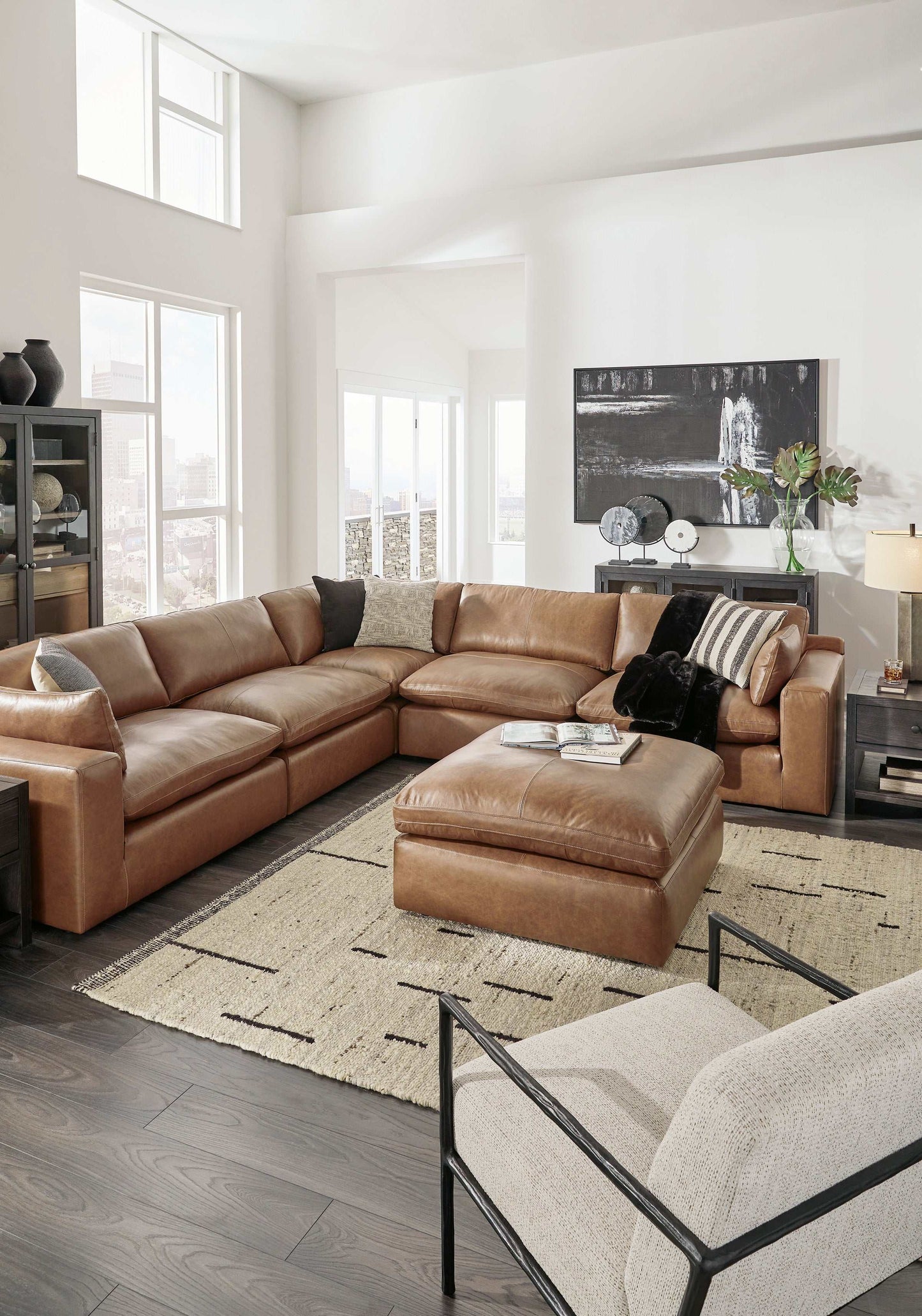 Emilia Caramel Leather Modular Sectional Units / Create your own Style