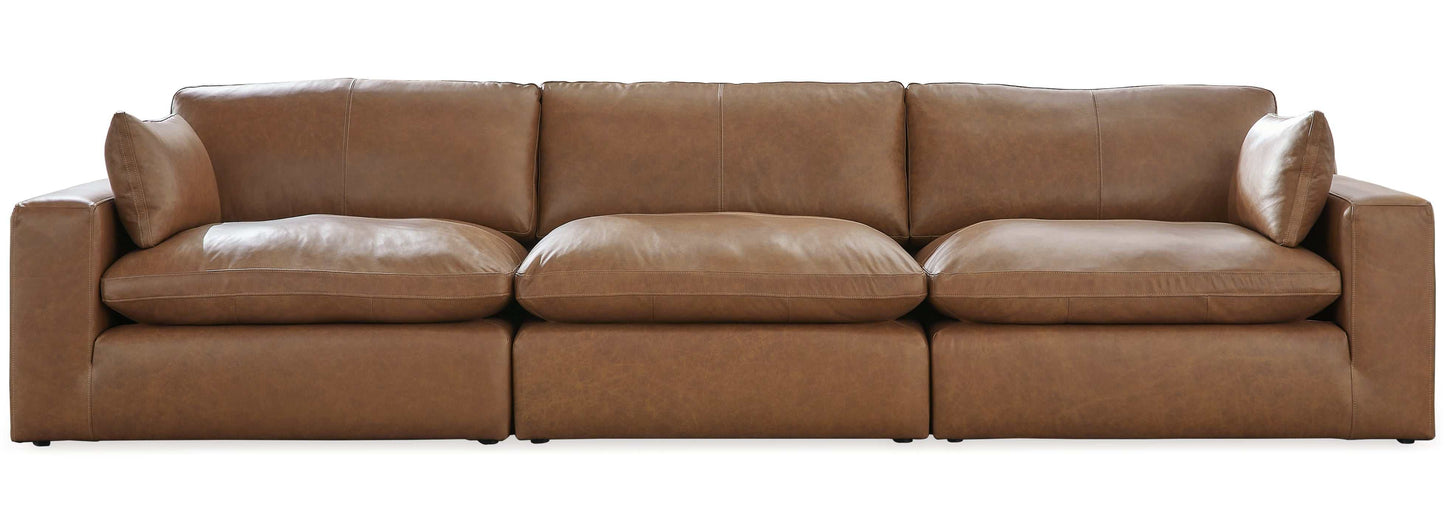 Emilia Caramel Leather 3pc Modular Sectional Sofa