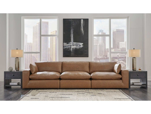 Emilia Caramel Leather 3pc Modular Sectional Sofa