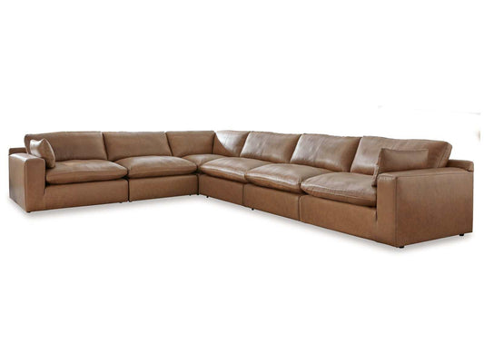 Emilia Caramel Leather 6pc Modular Sectional