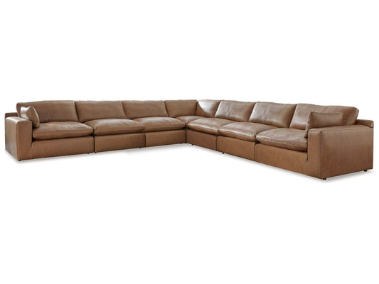 Emilia Caramel Leather 7pc Modular Sectional