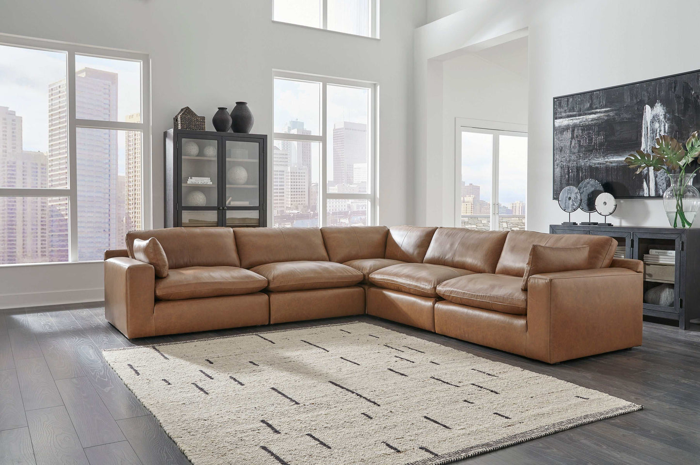 Emilia Caramel Leather Modular Sectional Units / Create your own Style