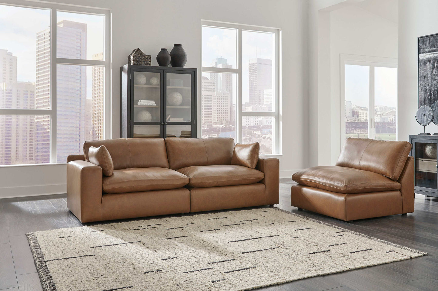 Emilia Caramel Leather Modular Sectional Units / Create your own Style