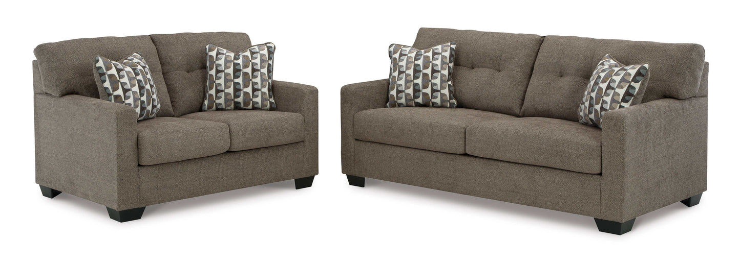 Mahoney Chocolate Sofa & Loveseat Living Room Set / 2pc