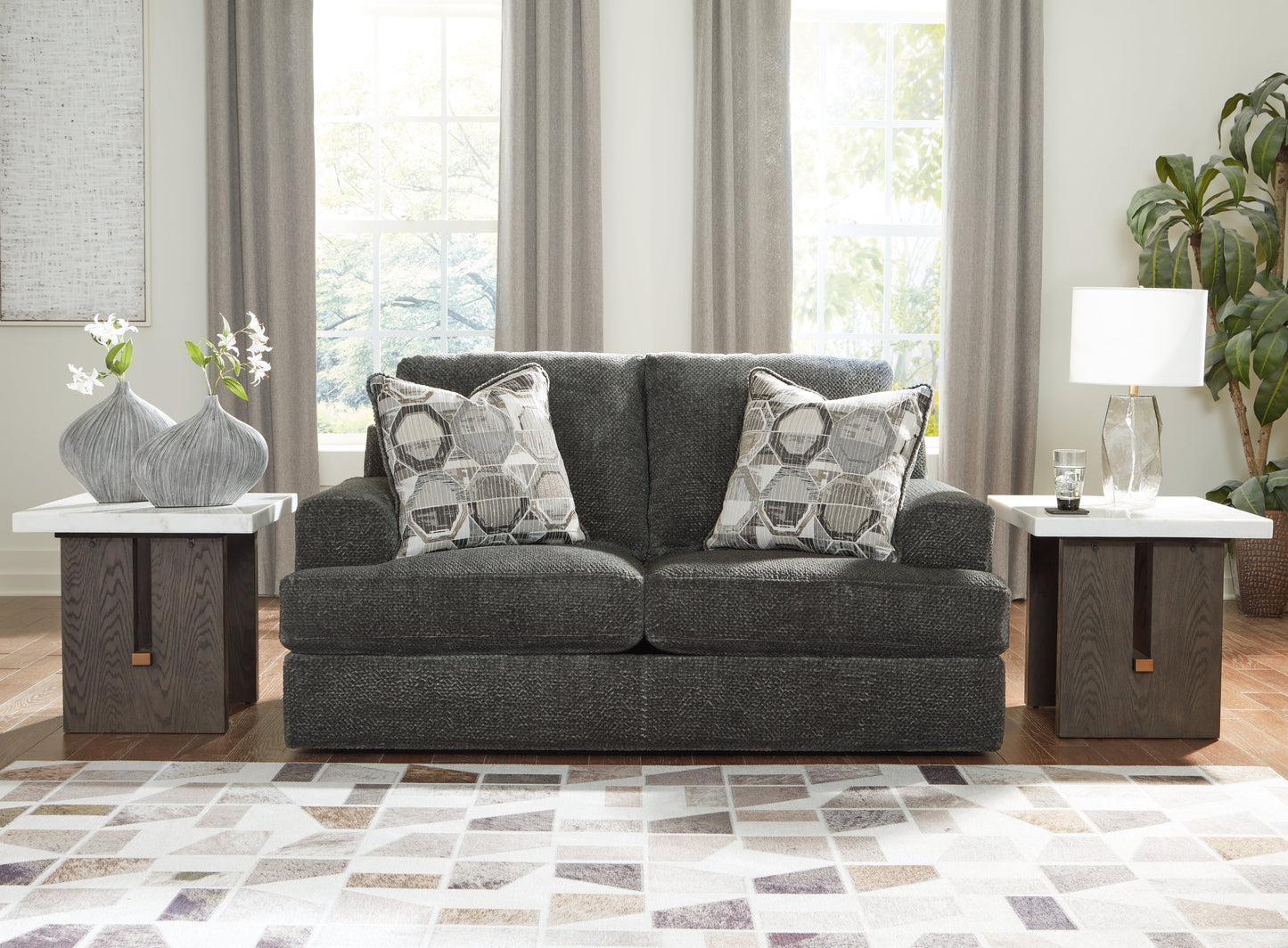 Karinne Smoke Sofa and Loveseat