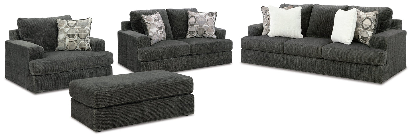 Karinne Smoke Sofa, Loveseat, Oversized Chair and Ottoman