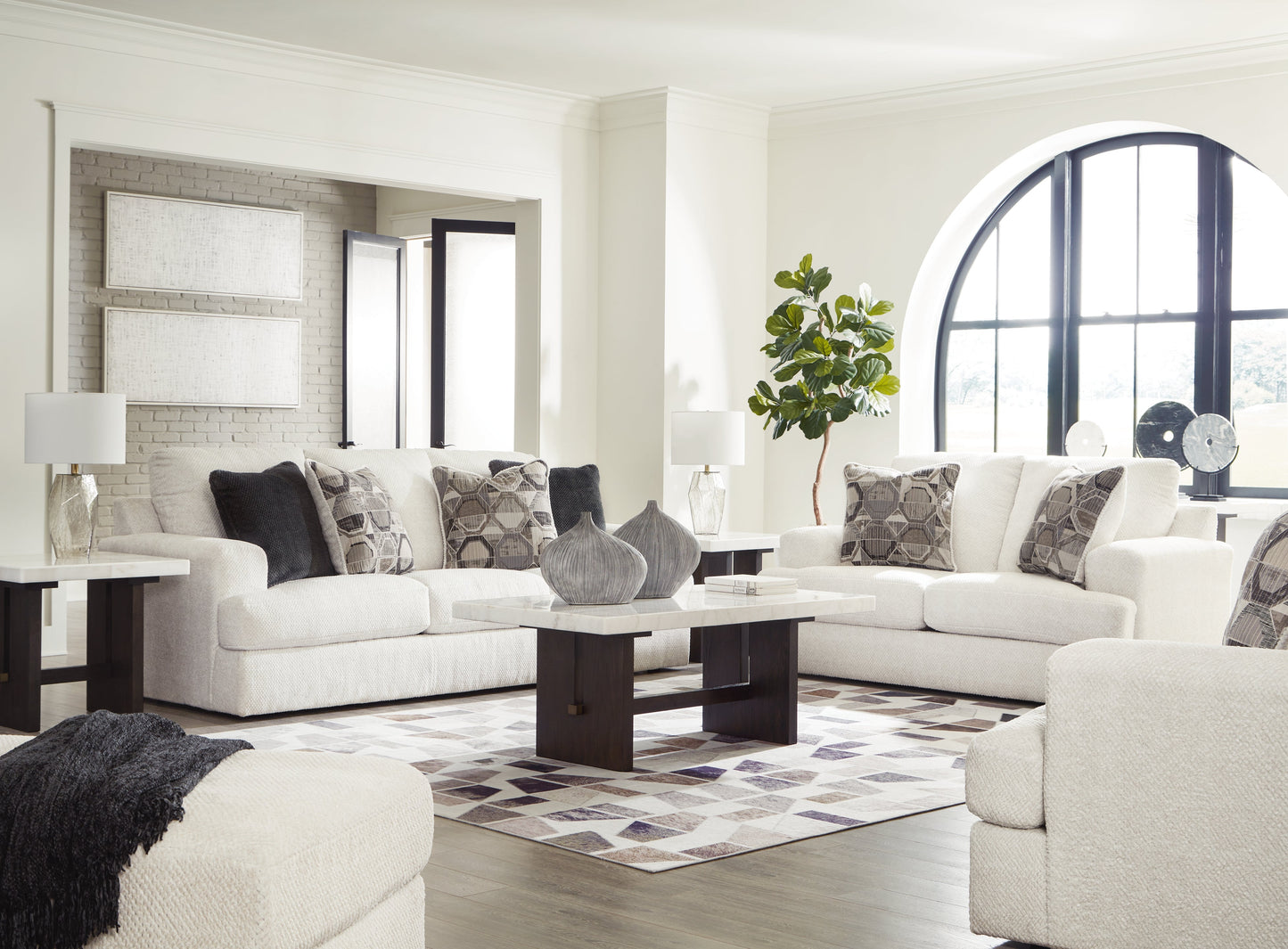 Karinne Linen Sofa, Loveseat, Oversized Chair and Ottoman