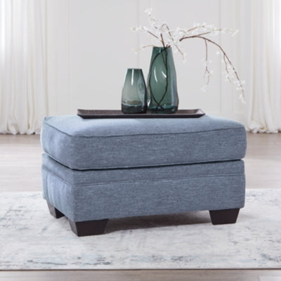 Carissa Manor Denim Ottoman - Ornate Home