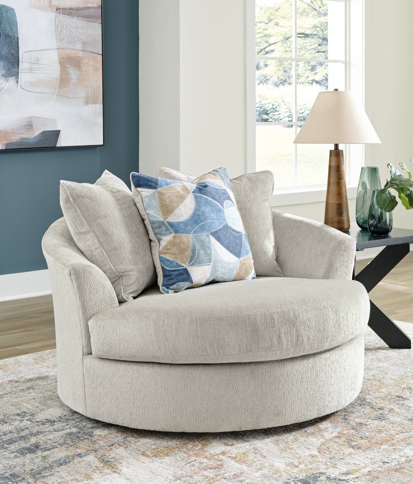 Maxon Place Stone Oversized Swivel Accent Chair