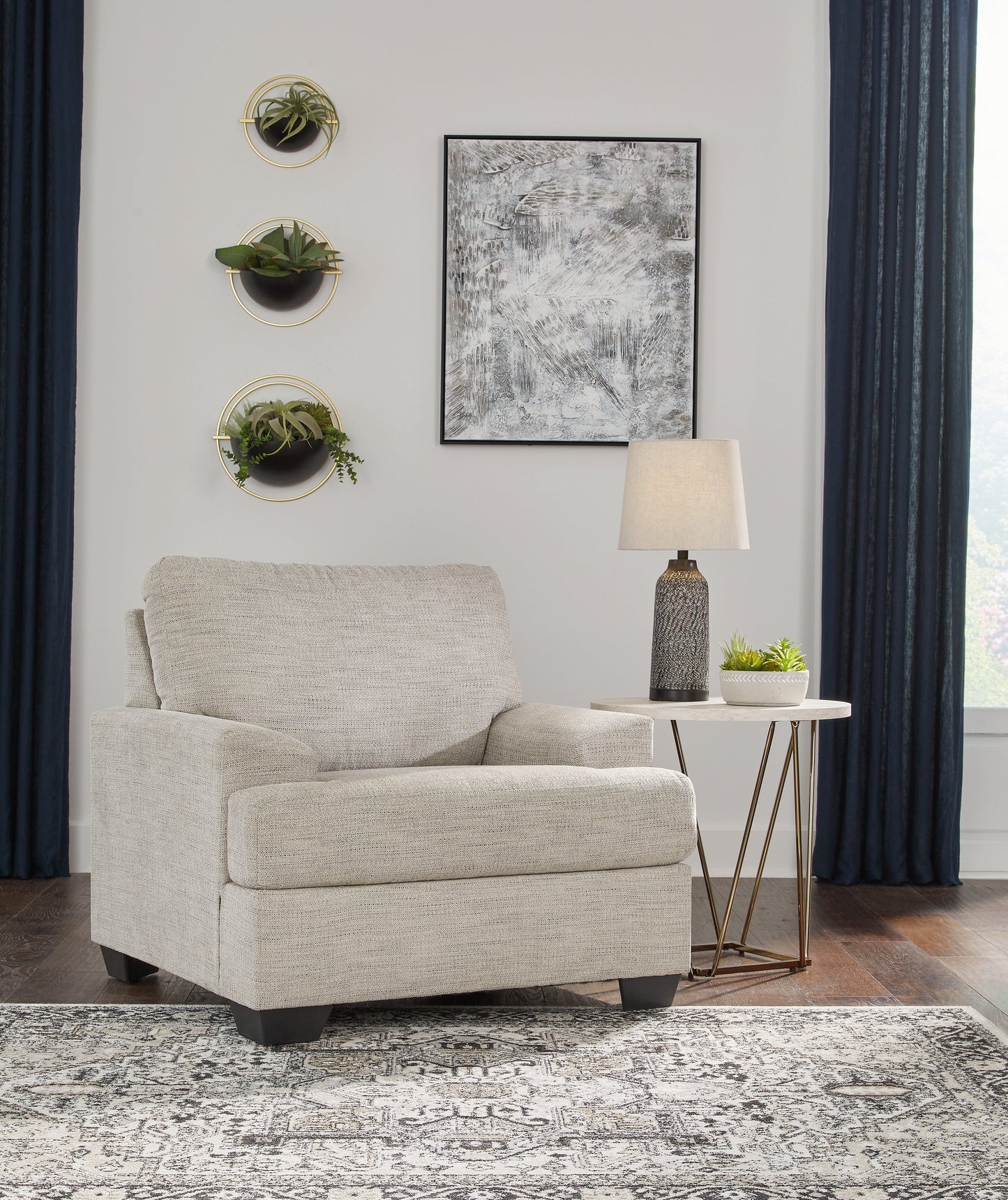 Vayda Gray Chair and Ottoman