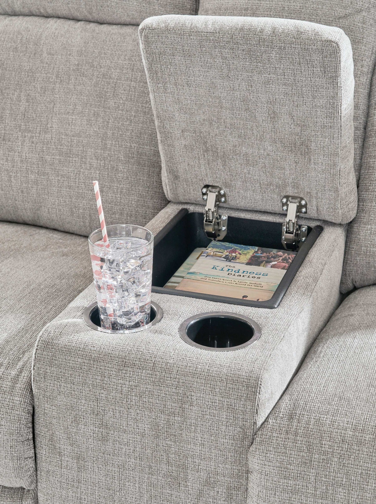 Barnsana Ash Micro Chenille Power Reclining Living Room Set / 2pc