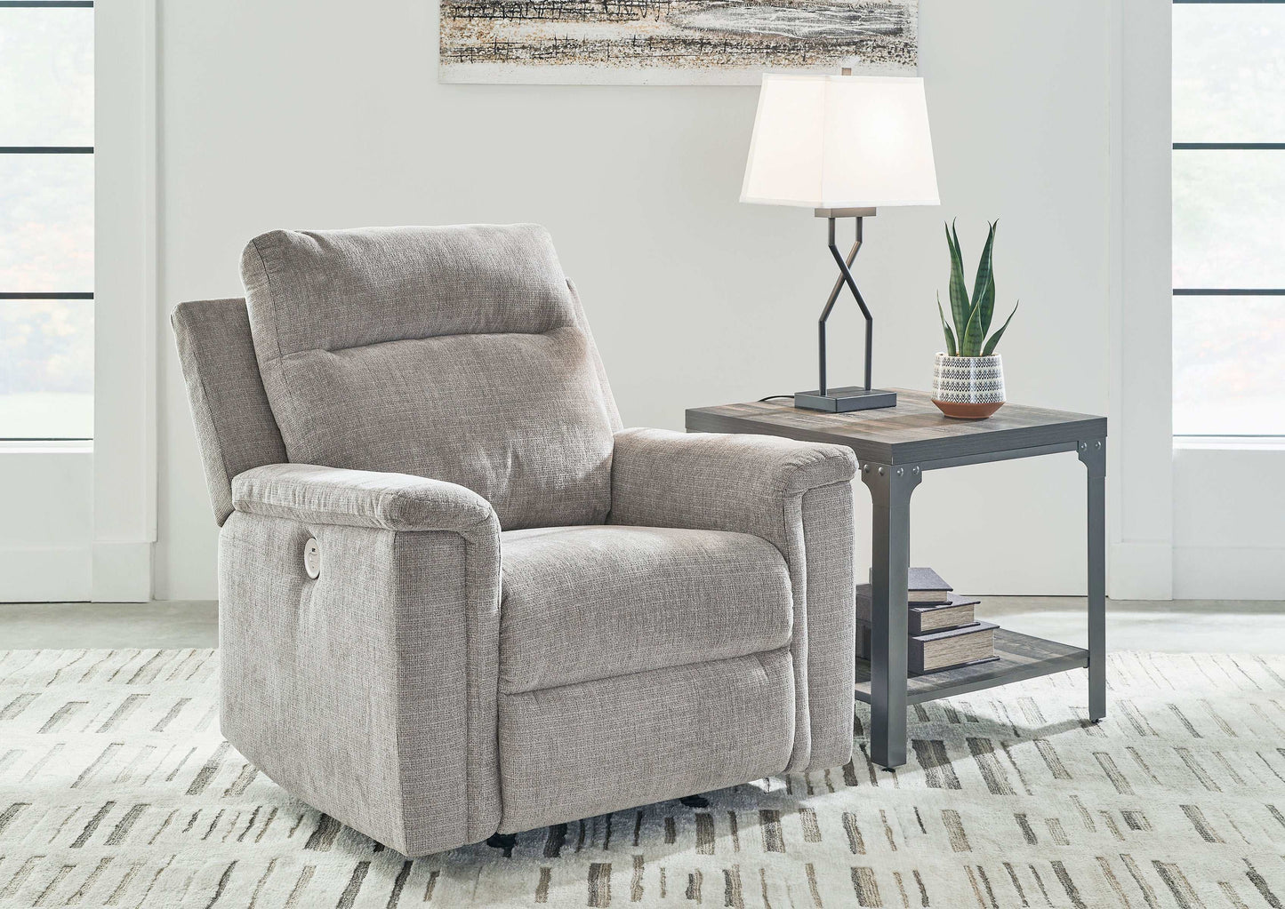 Barnsana Ash Micro Chenille Power Reclining Living Room Set / 3pc