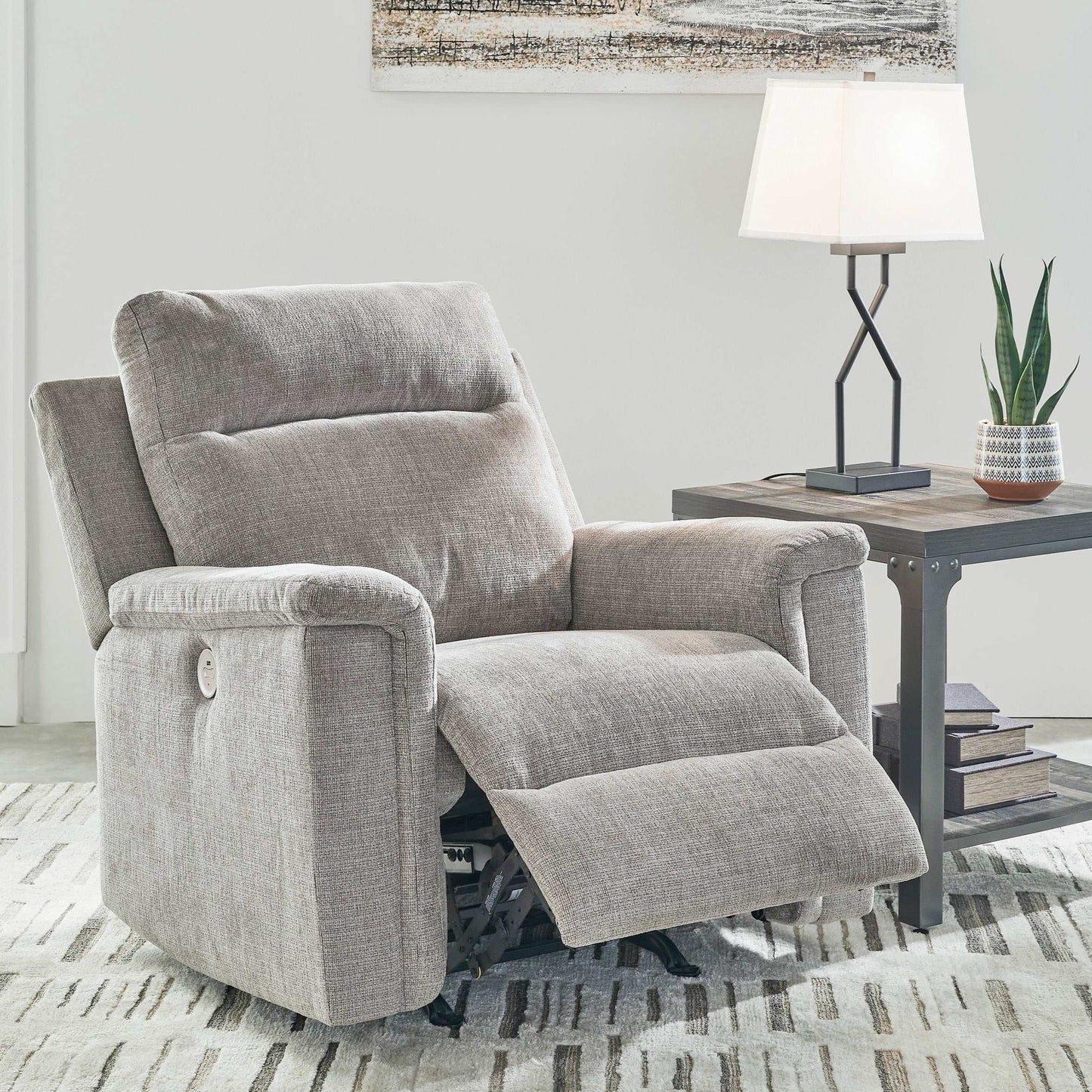 Barnsana Ash Micro Chenille Power Recliner