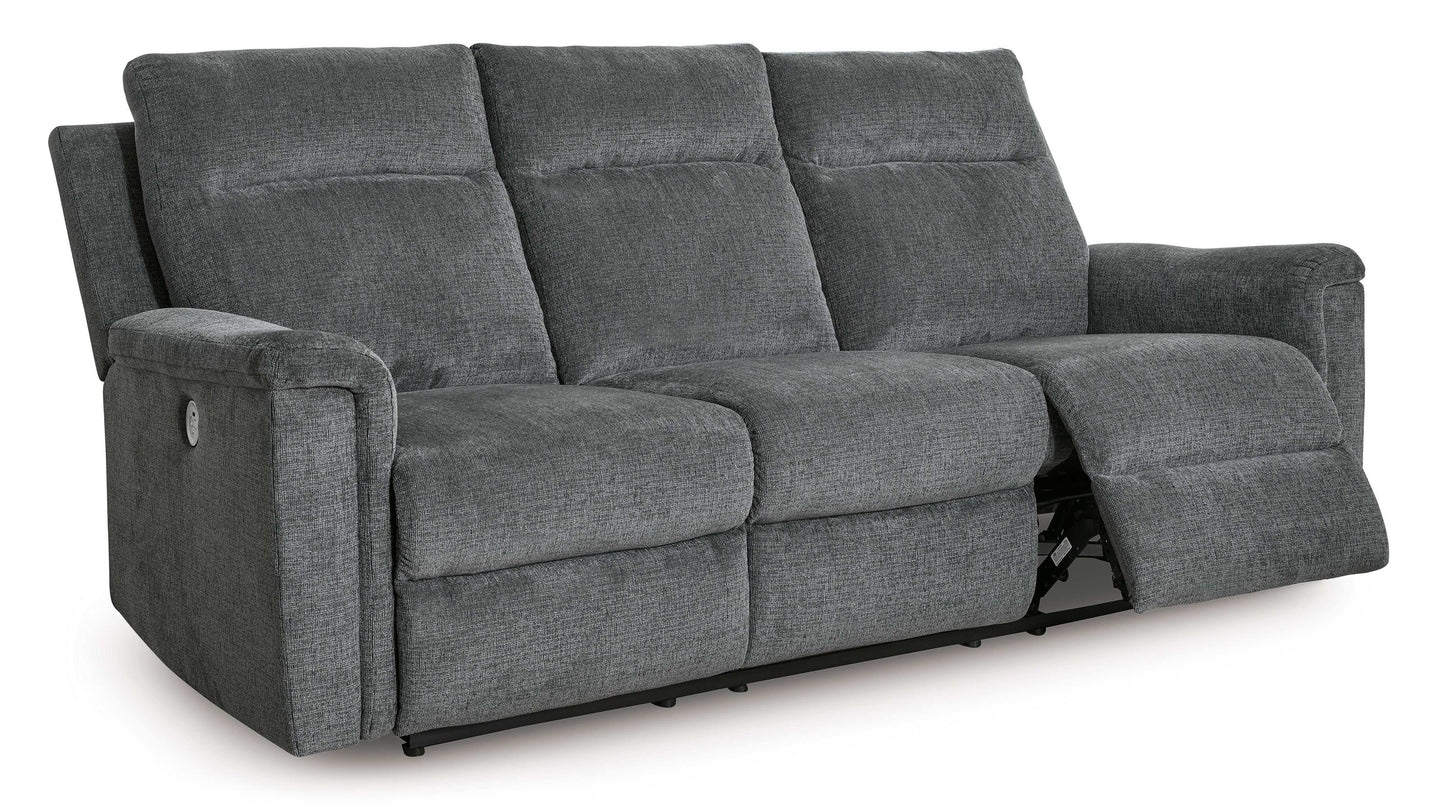 Barnsana Gravel Micro Chenille Power Reclining Living Room Set / 2pc