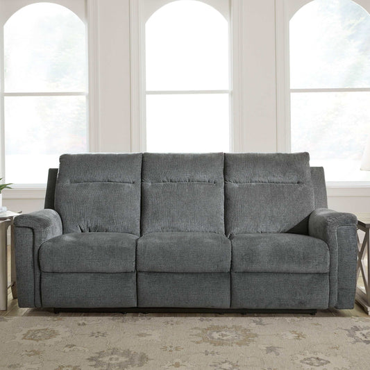 Barnsana Gravel Micro Chenille Power Reclining Sofa