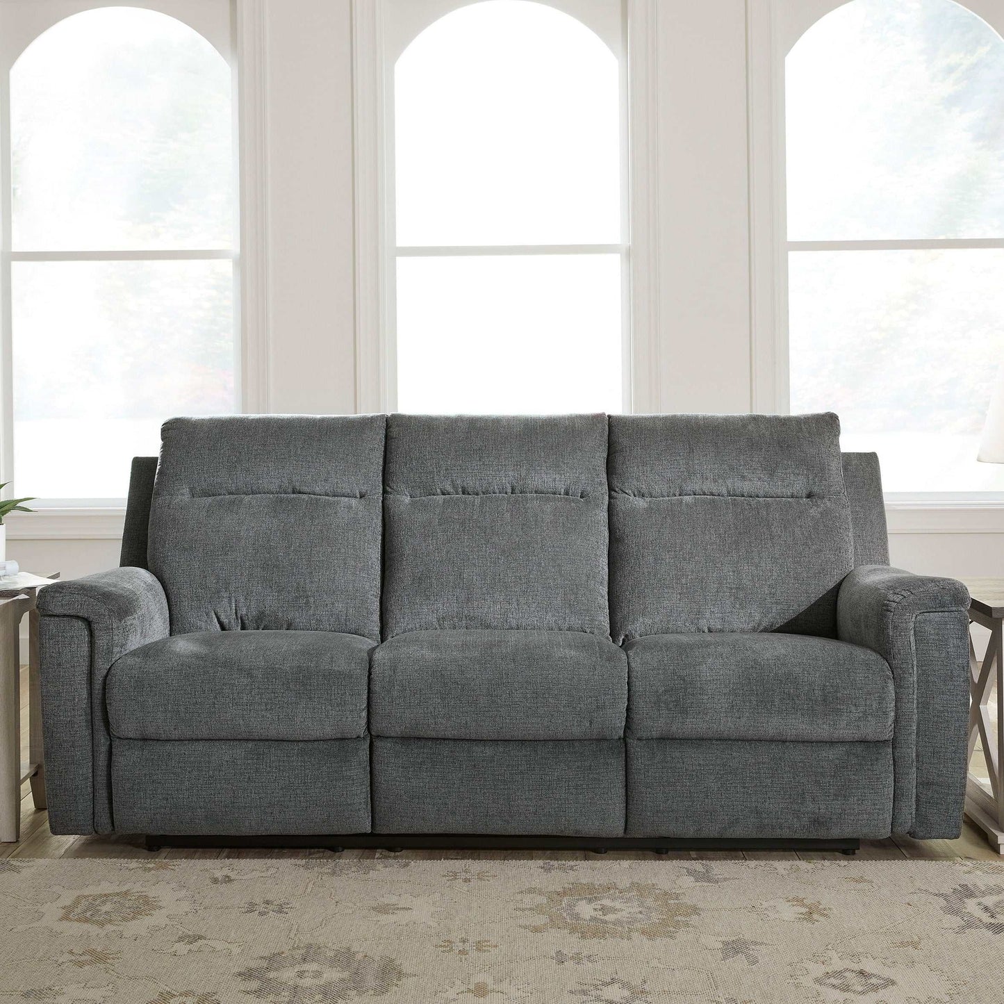 Barnsana Gravel Micro Chenille Power Reclining Living Room Set / 2pc