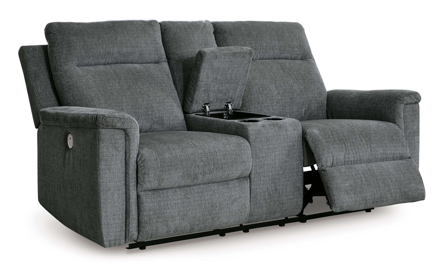 Barnsana Gravel Micro Chenille Power Reclining Living Room Set / 2pc