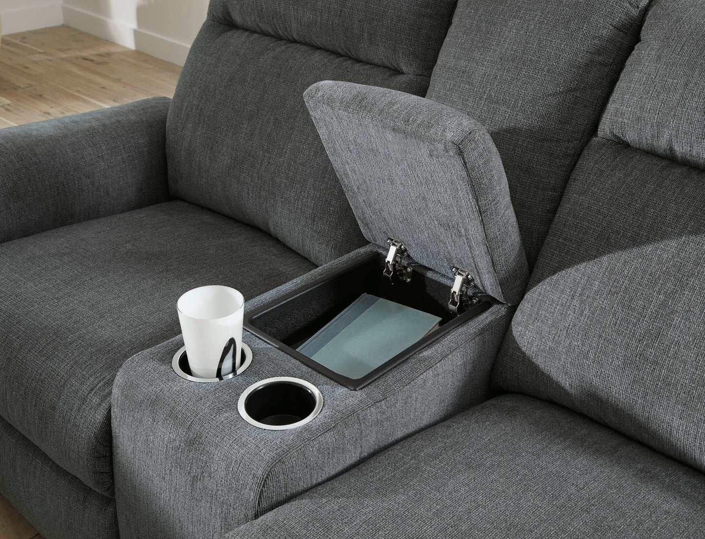 Barnsana Gravel Micro Chenille Power Reclining Living Room Set / 3pc
