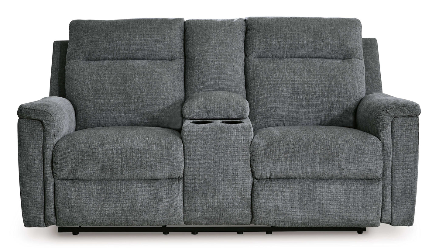 Barnsana Gravel Micro Chenille Power Reclining Living Room Set / 3pc
